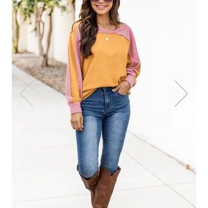 Mustard/ Pink Colorblock
